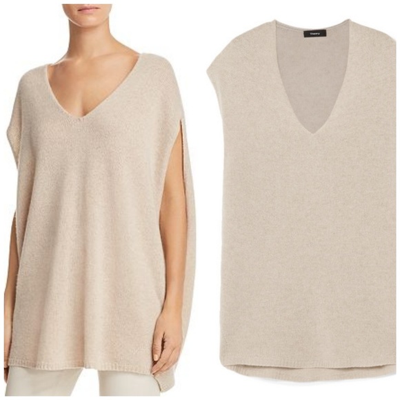 Theory Sweaters - 100% Cashmere Theory V Neck Cape Sweater Tunic